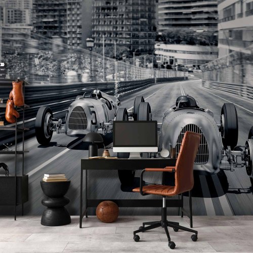 Fototapet Lydens hastighed med vintage racerbiler
