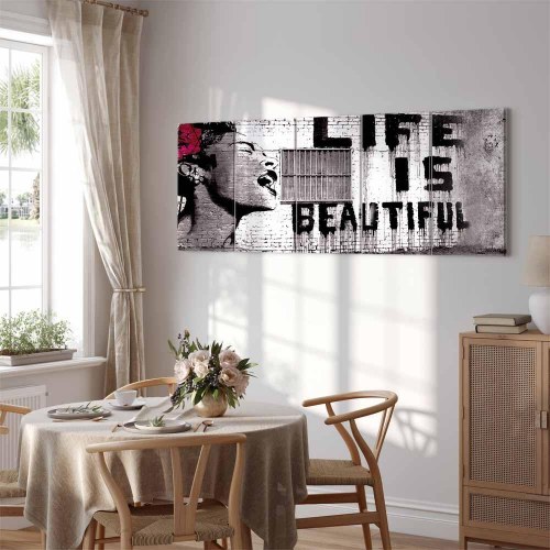 Banksy Life is Beautiful billede på lærred 100 × 40 cm-225 × 90 cm