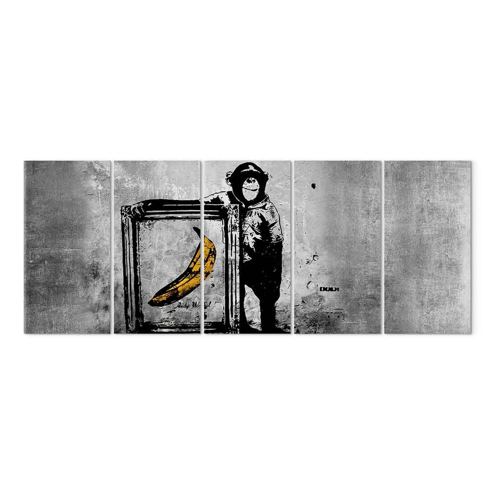 Banksy Monkey with Frame lærredsbillede - 225 x 90 cm - Akustisk billede