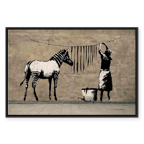 Lærredsbillede Banksy: Washing Zebra on Concrete - Wide