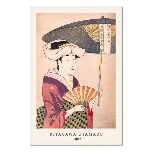Lærredsbillede Kitagawa Utamaro - Kvinde med paraply, lodret