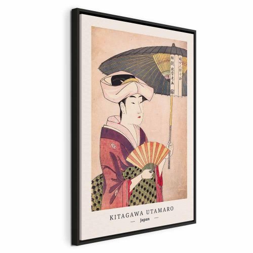 Lærredsbillede Kitagawa Utamaro - Kvinde med paraply, lodret