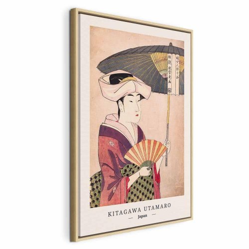 Lærredsbillede Kitagawa Utamaro - Kvinde med paraply, lodret