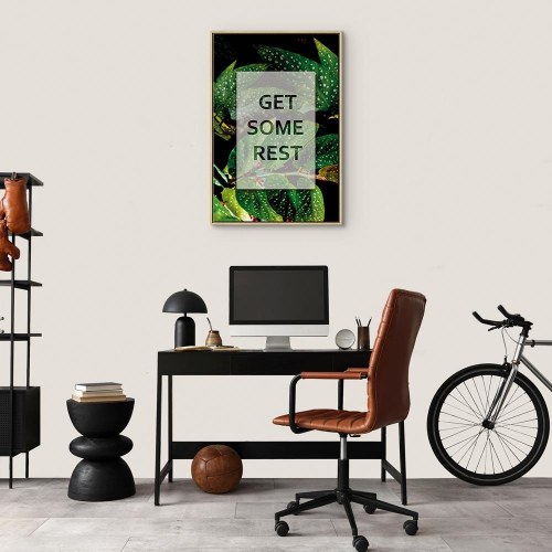 Billede på lærred med citat - Få lidt hvile lodret