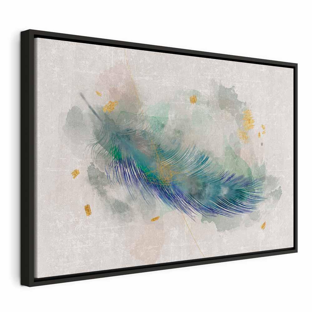 Abstrakt lærredsbillede Blåt Eventyr i bredformat - 60 x 40 cm - I en sort træramme billede