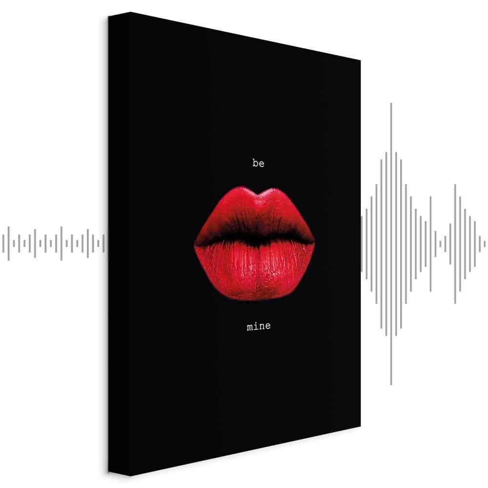 Lærredsbillede Red Lips - sort baggrund med engelsk tekst - 60 x 90 cm - Akustisk billede