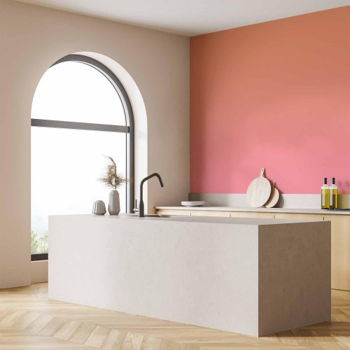 Fototapet Warm Sunset - gradient baggrund i orange og pink