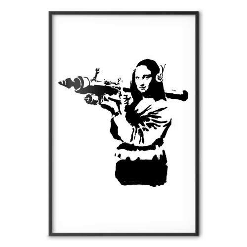 Banksy Mona Lisa med raketkaster plakat