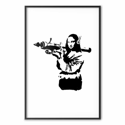 Banksy Mona Lisa med raketkaster plakat