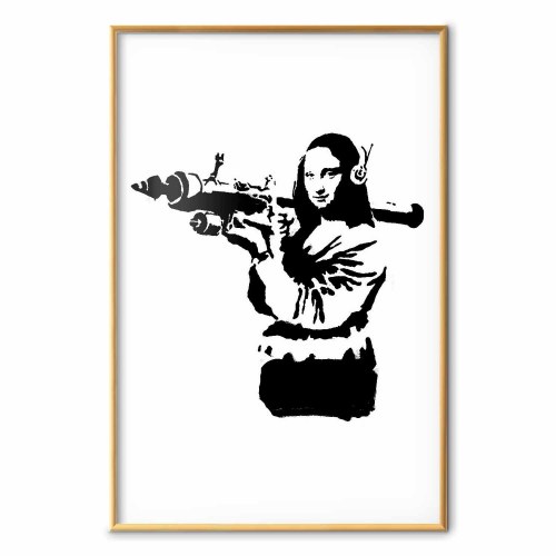 Banksy Mona Lisa med raketkaster plakat