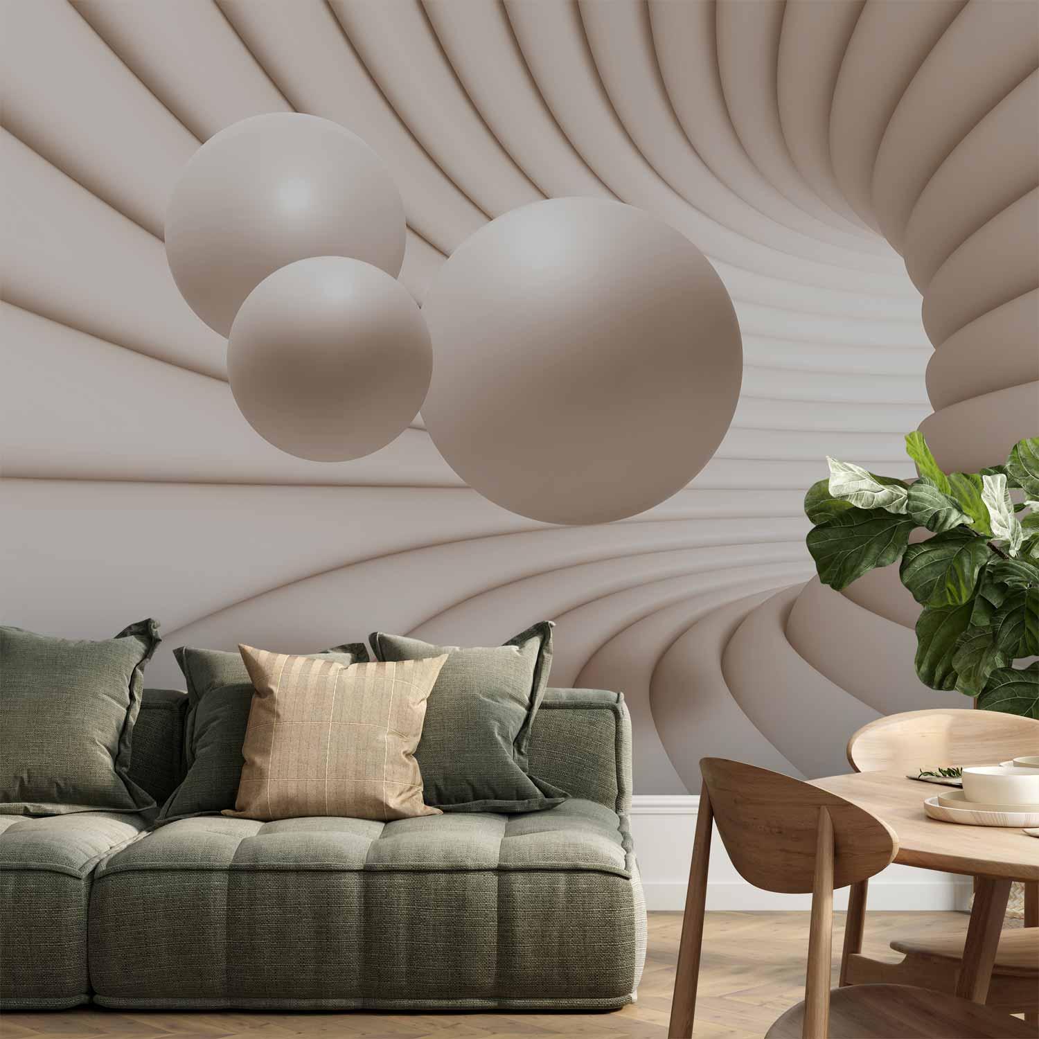 Fototapet Kugler i Tunnelen 3D - 98 x 70 cm - Selvklæbende billede