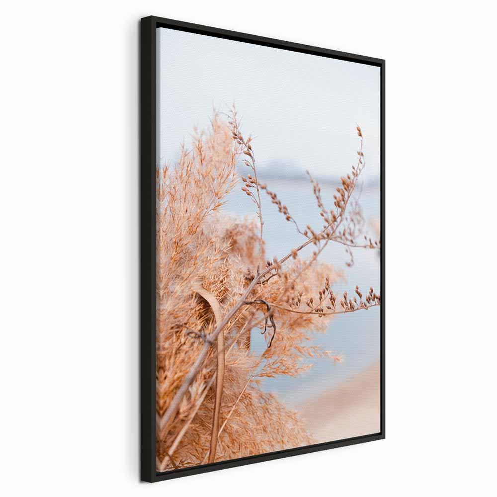 Lærredsbillede Sophisticated Twigs lodret naturmotiv - 40 x 60 cm - I en sort træramme billede
