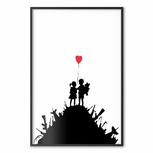 Plakat Slagmark - gadekunst plakat med hjerteballon
