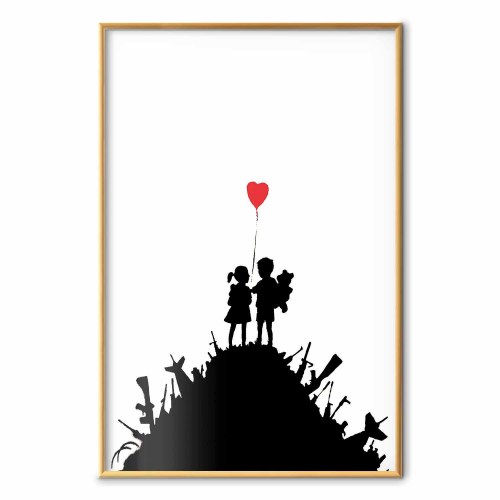 Plakat Slagmark - gadekunst plakat med hjerteballon