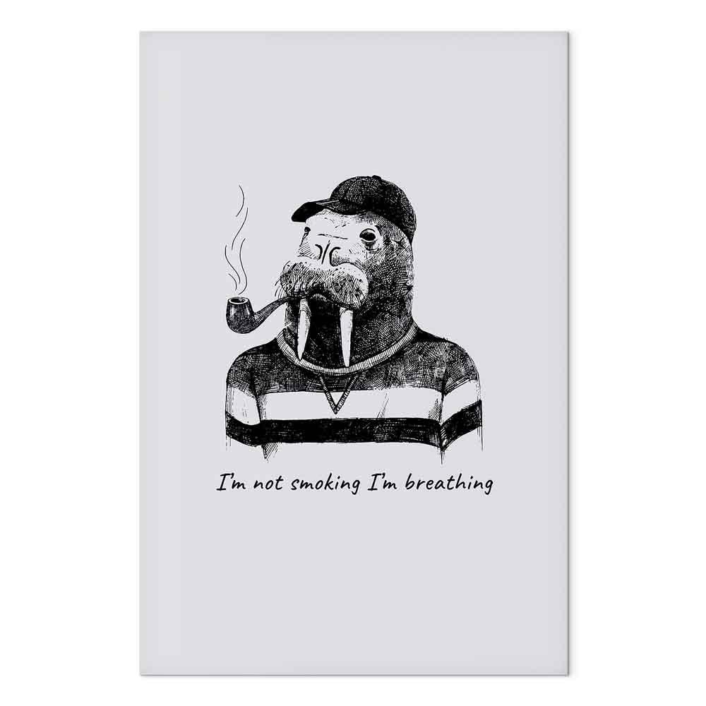 Lærredsbillede Jeg ryger ikke. Jeg trækker vejret - 1 del lodret dyremotiv - 60 x 90 cm - Premium Print billede