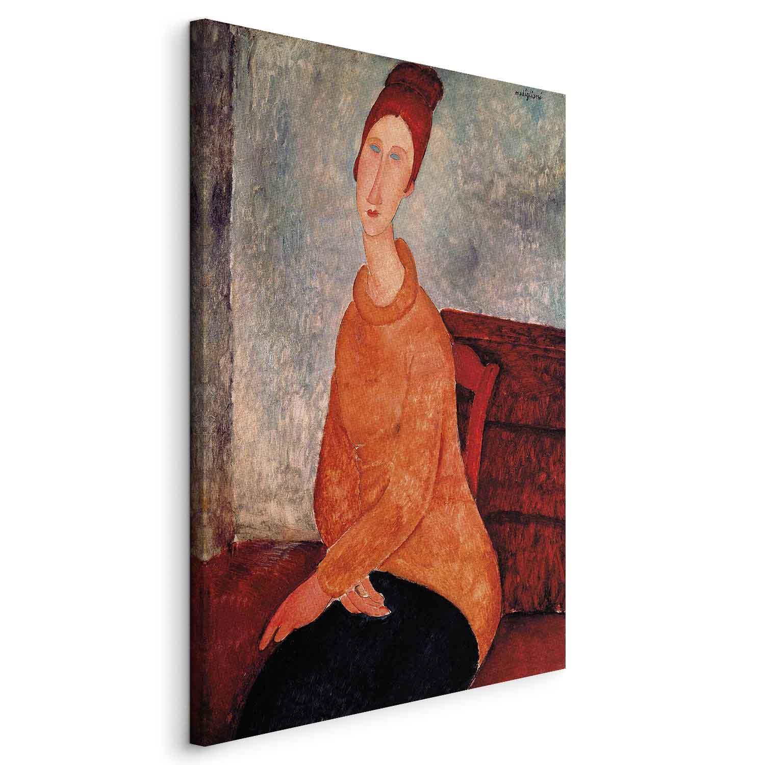 Amedeo Modigliani billede på lærred - Jeanne Hébuterne i gul sweater - 40 x 60 cm - På italiensk lærred billede