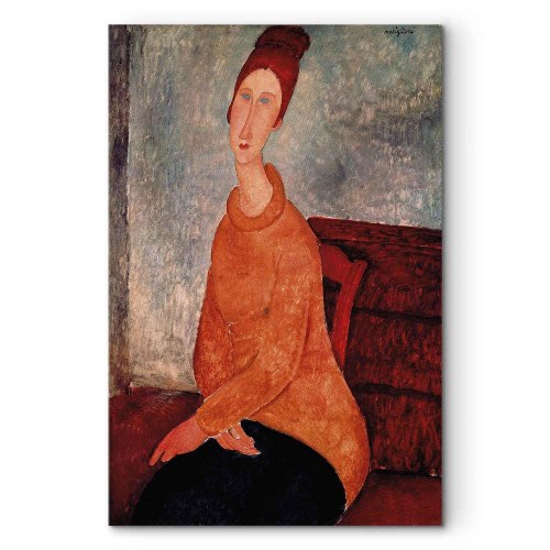 Amedeo Modigliani billede på lærred - Jeanne Hébuterne i gul sweater