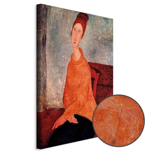 Amedeo Modigliani billede på lærred - Jeanne Hébuterne i gul sweater