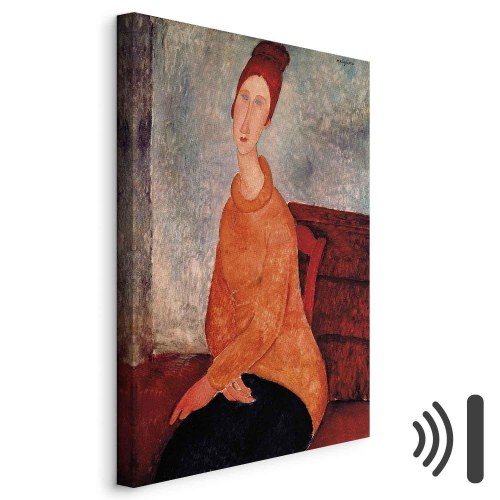 Amedeo Modigliani billede på lærred - Jeanne Hébuterne i gul sweater