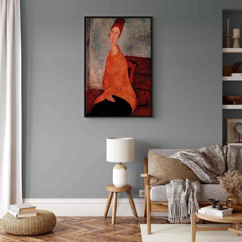 Amedeo Modigliani billede på lærred - Jeanne Hébuterne i gul sweater