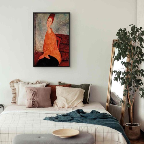 Amedeo Modigliani billede på lærred - Jeanne Hébuterne i gul sweater