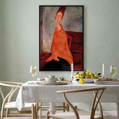 Amedeo Modigliani billede på lærred - Jeanne Hébuterne i gul sweater