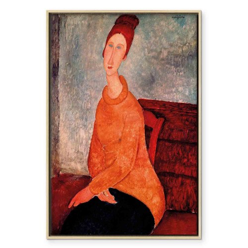 Amedeo Modigliani billede på lærred - Jeanne Hébuterne i gul sweater