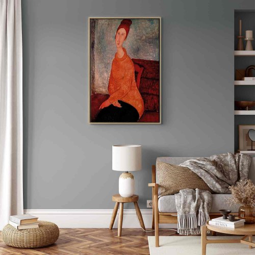 Amedeo Modigliani billede på lærred - Jeanne Hébuterne i gul sweater