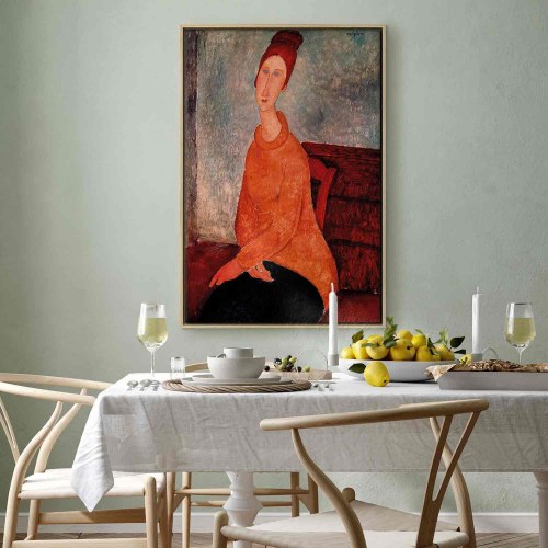 Amedeo Modigliani billede på lærred - Jeanne Hébuterne i gul sweater