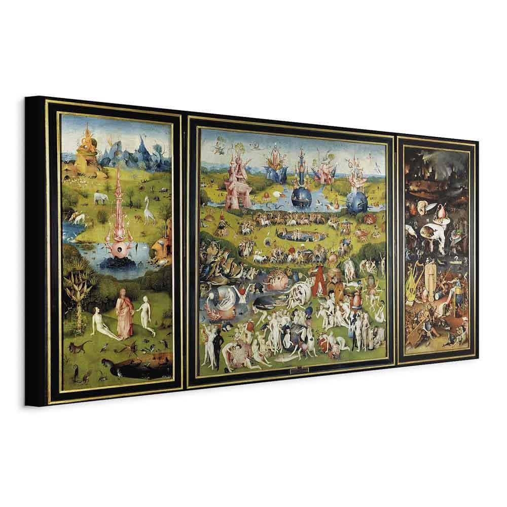 Hieronymus Bosch billede på lærred - Lysternes Have - 60 x 30 cm - På italiensk lærred billede