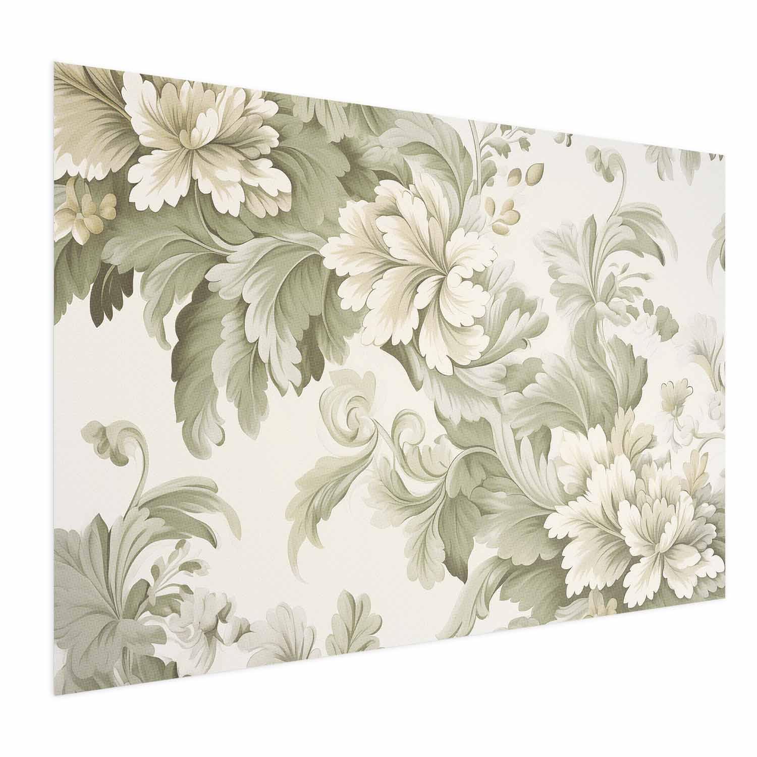 Blomsterplakat med vintage blomster i lyse farver - 60 x 40 cm - Uden ramme