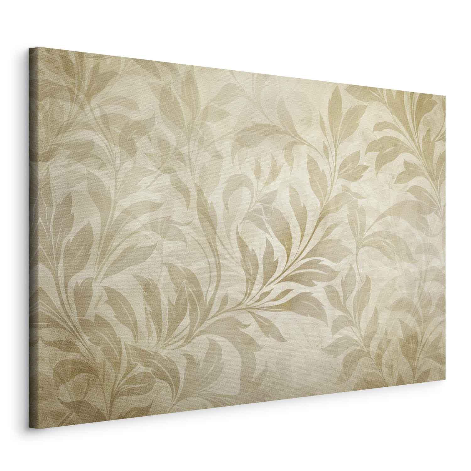Lærredsbillede med botanisk motiv i sandfarver - 60 x 40 cm - På italiensk lærred