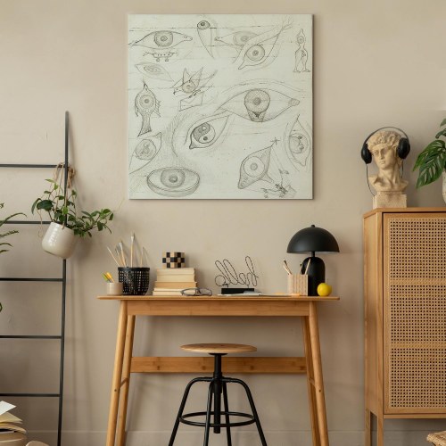 Frida Kahlo Tegning af Øjne billede på lærred 40 x 40 cm til 80 x 80 cm