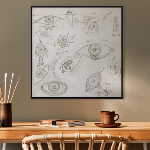 Frida Kahlo Tegning af Øjne billede på lærred 40 x 40 cm til 80 x 80 cm