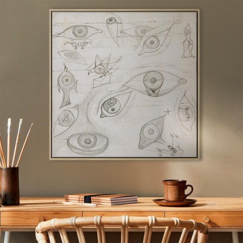 Frida Kahlo Tegning af Øjne billede på lærred 40 x 40 cm til 80 x 80 cm