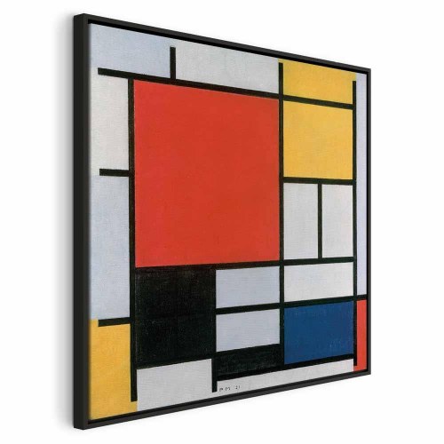 Piet Mondrian billede på lærred - Komposition med rød, gul, blå og sort