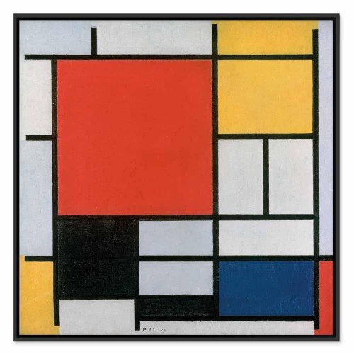 Piet Mondrian billede på lærred - Komposition med rød, gul, blå og sort