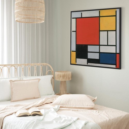 Piet Mondrian billede på lærred - Komposition med rød, gul, blå og sort