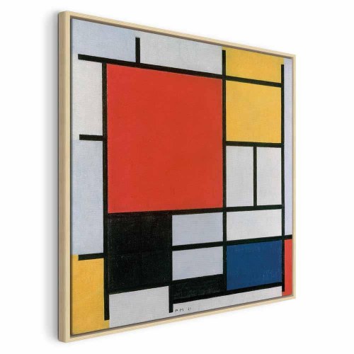 Piet Mondrian billede på lærred - Komposition med rød, gul, blå og sort