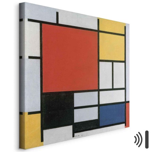 Piet Mondrian billede på lærred - Komposition med rød, gul, blå og sort