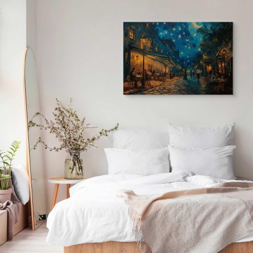 Lærredsbillede Paris-gade i Vincent van Gogh-inspireret stil