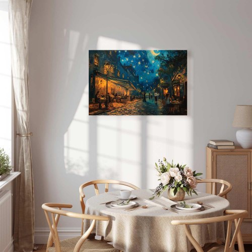 Lærredsbillede Paris-gade i Vincent van Gogh-inspireret stil