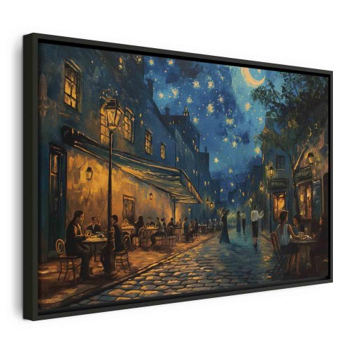 Lærredsbillede Paris-gade i Vincent van Gogh-inspireret stil