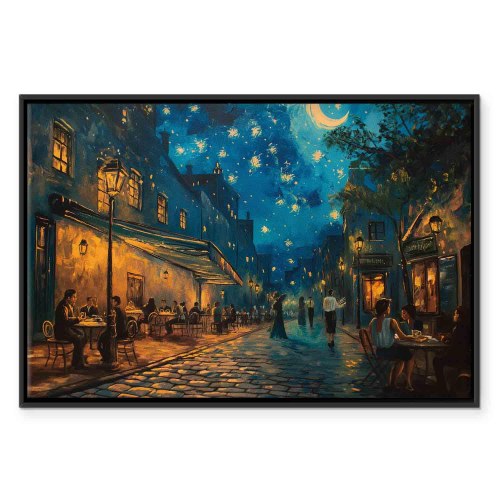 Lærredsbillede Paris-gade i Vincent van Gogh-inspireret stil