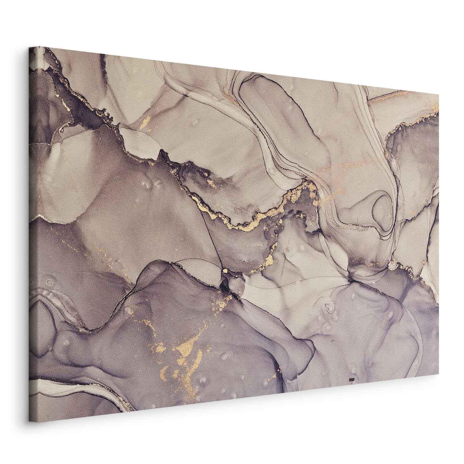 Billede på lærred - Akvarel abstraktion i pudderrosa marmor med gyldne accenter - 90 x 60 cm - Standard