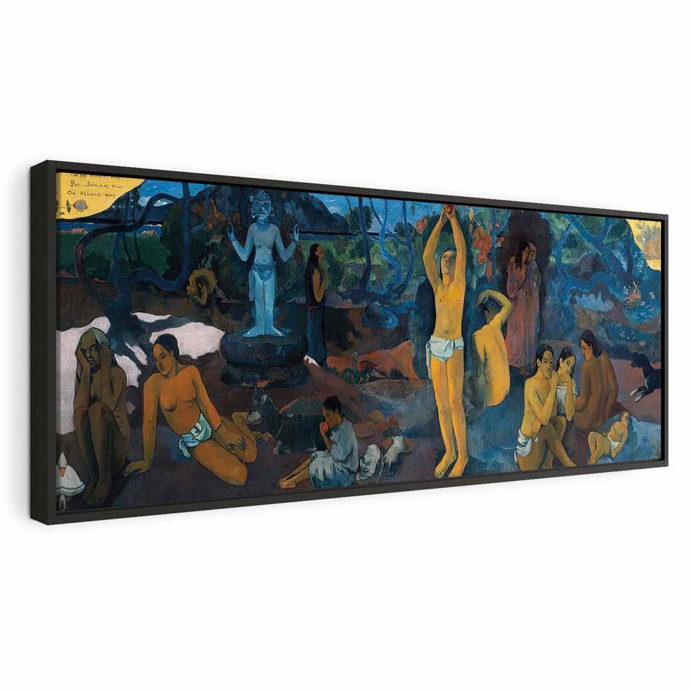Paul Gauguin billede på lærred 100 x 40 cm - Hvor kommer vi fra? Hvad er vi? Hvor går vi hen? - 100 x 40 cm - I en sort træramme billede