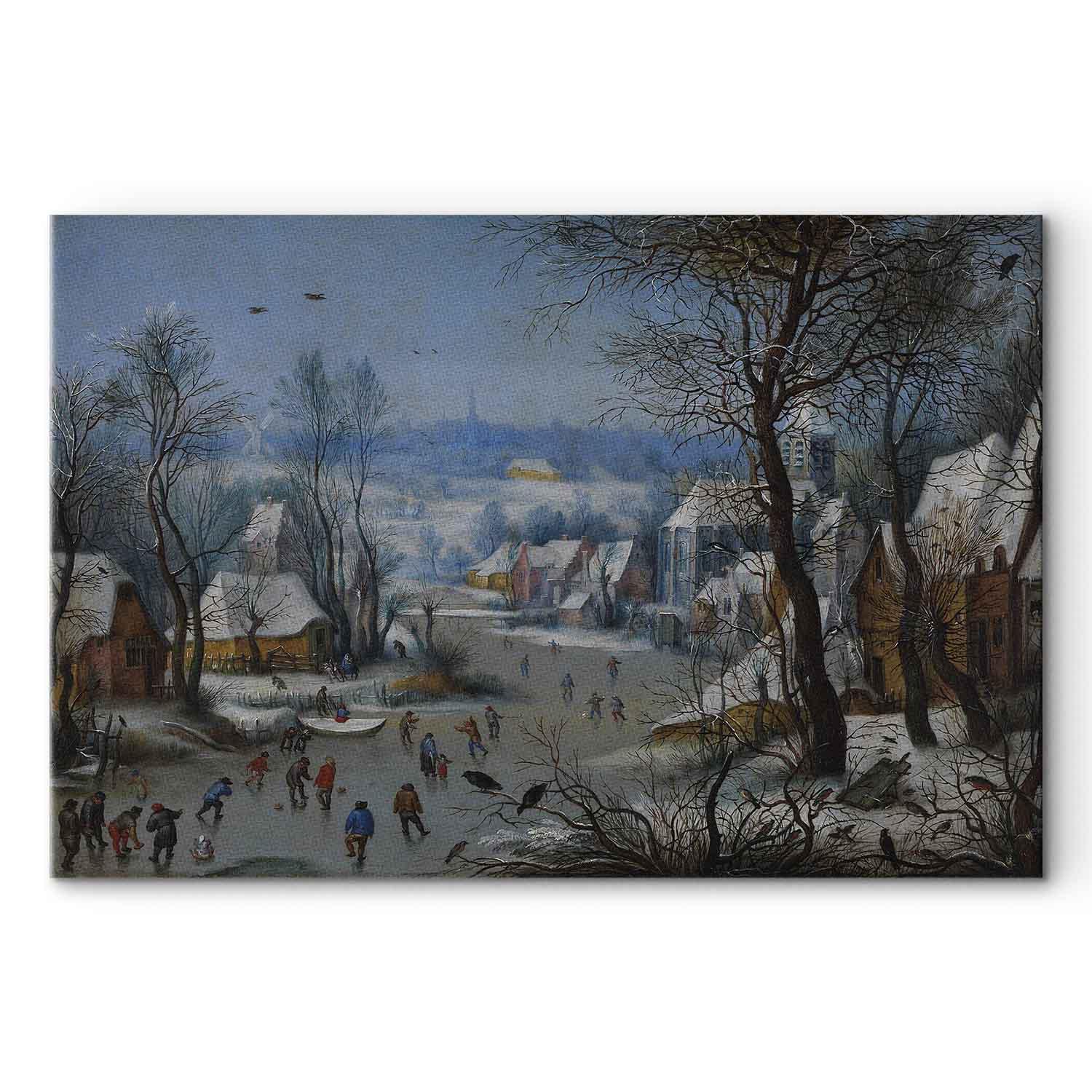 Pieter Brueghel den Yngre Vinterlandskab med fuglefælde - billede på lærred - 30 x 20 cm - Premium Print billede