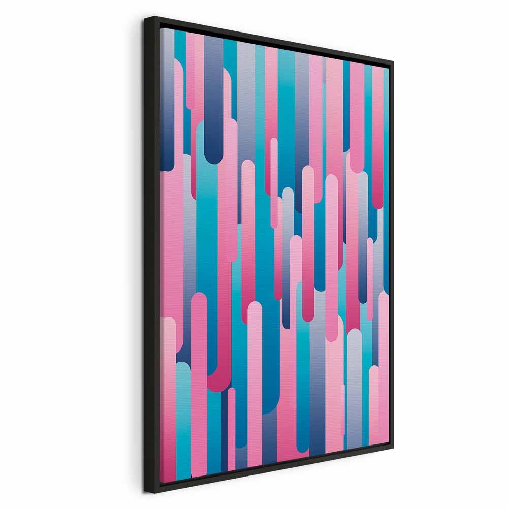 Abstrakt billede på lærred - Farverige stempler (1 del), lodret vægdekoration - 60 x 90 cm - I en sort træramme