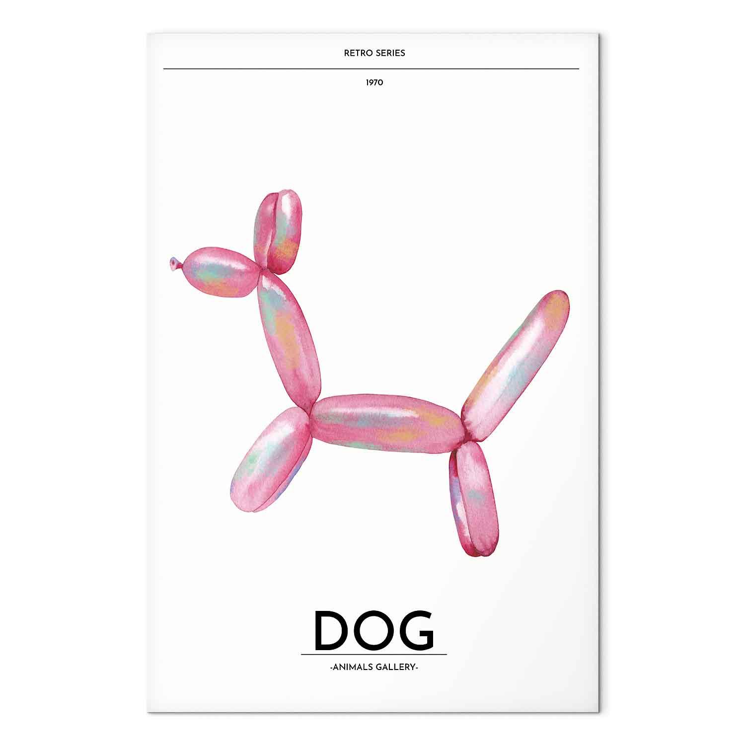 Billede på lærred - Holo-Dog - farverig hund i retrostil, abstrakt vægdekoration - 20 x 30 cm - Premium Print