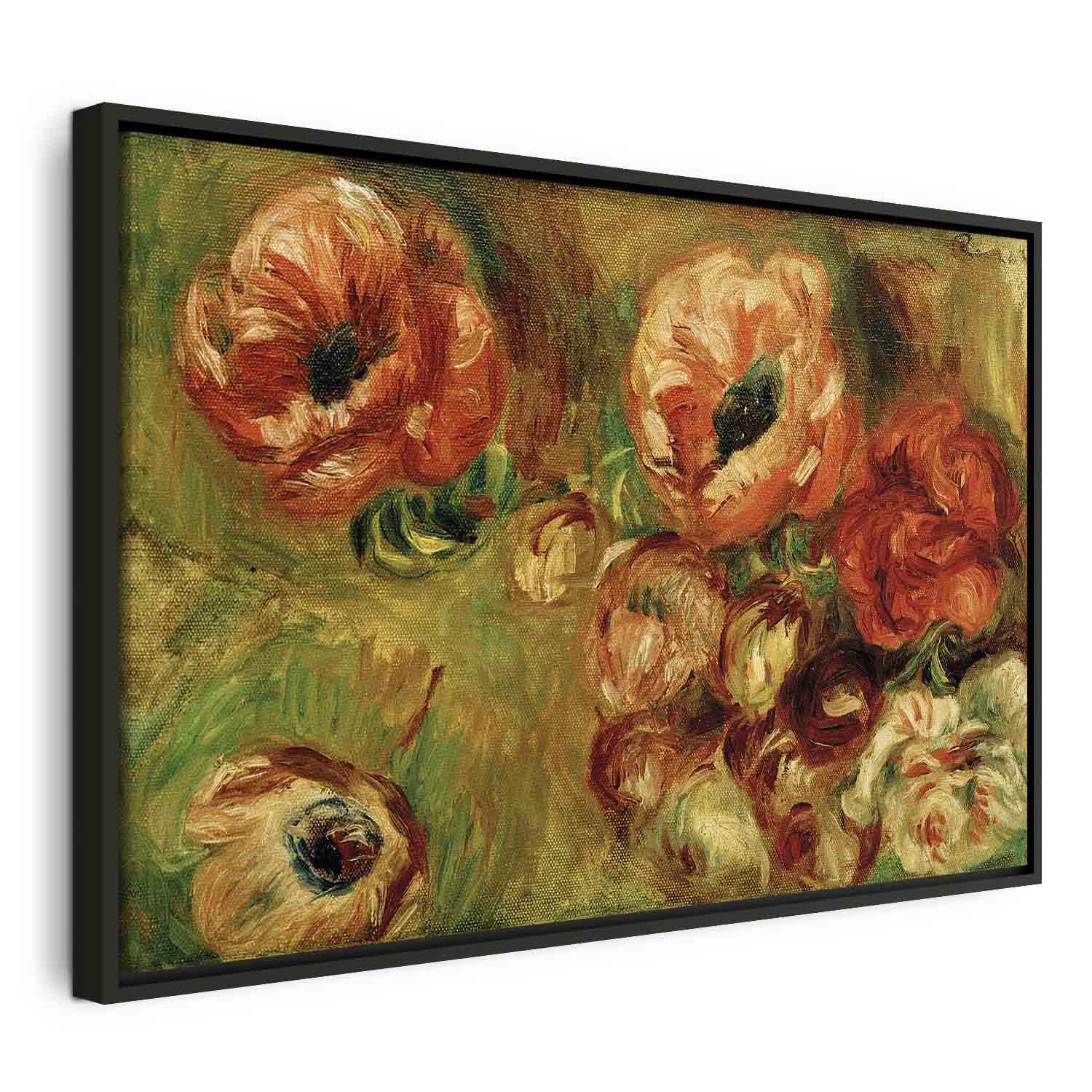 Billede på lærred - Pierre-Auguste Renoir - Les Anémones - 120 x 80 cm - I en sort træramme